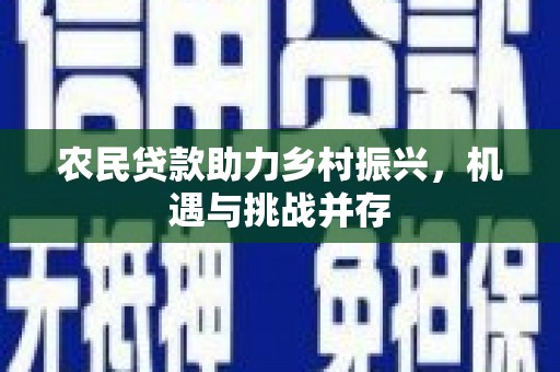德宏农民贷款助力乡村振兴，机遇与挑战并存