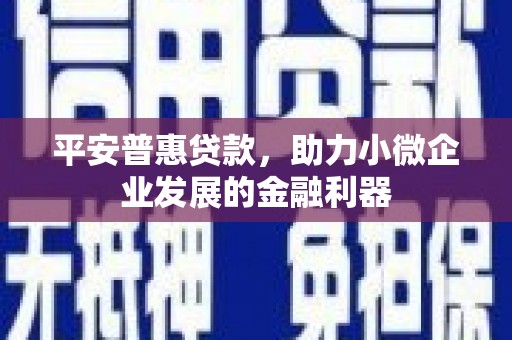 清流平安普惠贷款，助力小微企业发展的金融利器